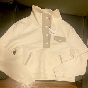 New With Tags, Outdoor Voices Organic Cotton Terry Snap Up in Bone